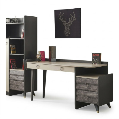 Modern luxurious gray wood desk bedroom furniture stylish new