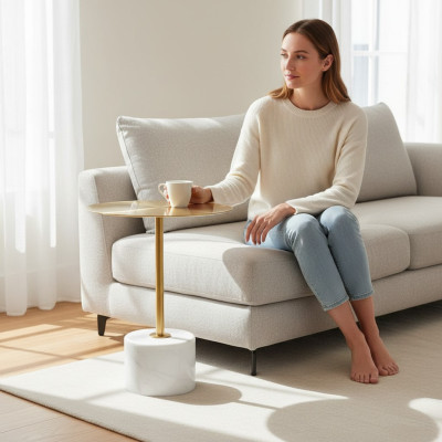 Luxurious coffee tables round modern metal gold stylish side table