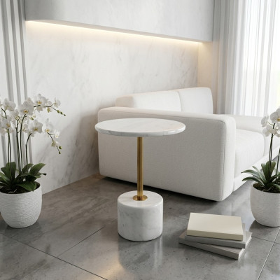 Luxurious coffee table tables round modern marble white side table new