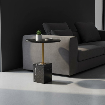 Round coffee table top quality black stylish side table new luxurious