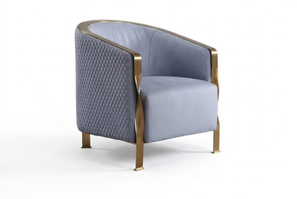 Modern luxurious grey armchair furniture television sofa upholstery club chair metal