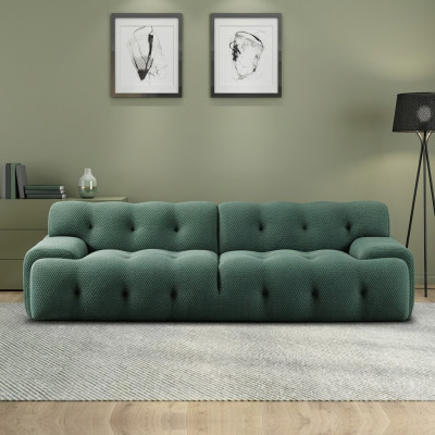 Exclusive luxurious 3-seater sofa fabric seat modern textile furniture green color