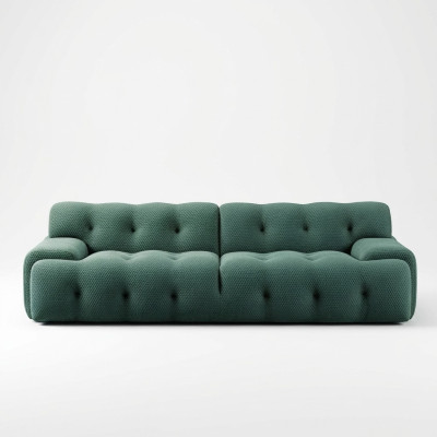 Exclusive luxurious 3-seater sofa fabric seat modern textile furniture green color