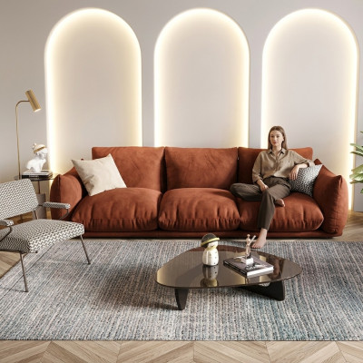 3-seater sofa textile wood modern brown sofa upholstery couch luxury new sofa