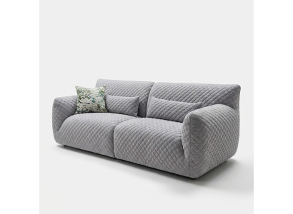 Living room sofa 3-seater gray upholstered sofas design wood textile new modern