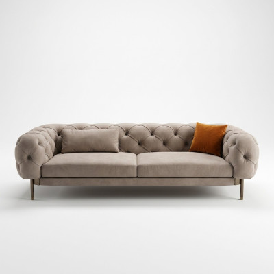 Sofa 3 seater luxurious beige upholstered sofas design artificial leather new modern