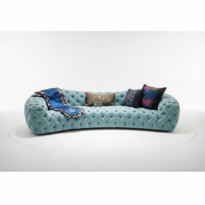 Sofa 3 Seater Chesterfield Green Upholstered Sofas Design Faux Leather New Modern