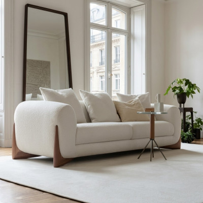 Sofa 3-Seater White High-Quality Upholstery Sofas Design Textile New Modern