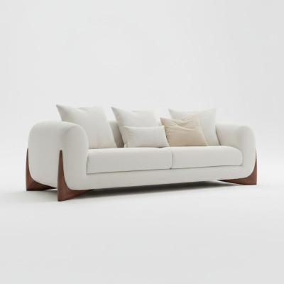 Sofa 3-Seater White High-Quality Upholstery Sofas Design Textile New Modern