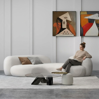 Modern sofa 3-seater white high-quality upholstery sofas design textile new stylish