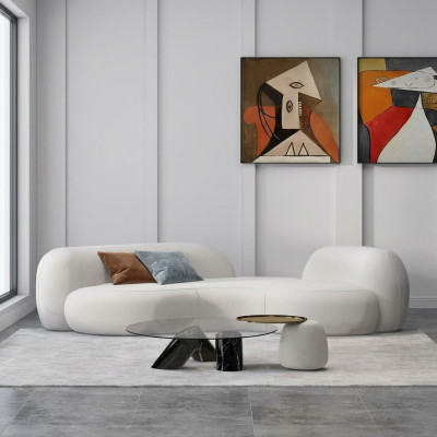 Modern sofa 3-seater white high-quality upholstery sofas design textile new stylish