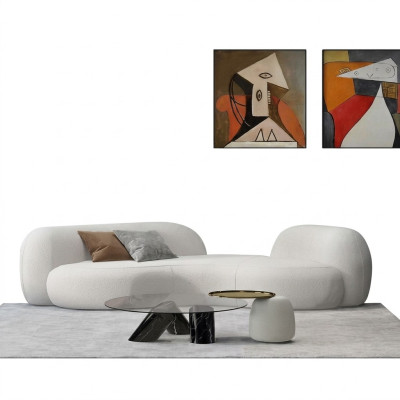 Modern sofa 3-seater white high-quality upholstery sofas design textile new stylish