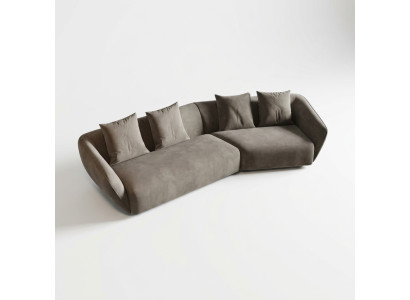 Exclusive luxurious 4-seater sofa fabric seat modern textile furniture gray color