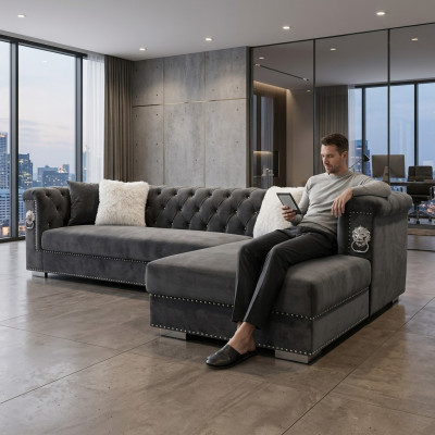Corner sofa couch sofa sectional design couches seating landscape grey fabric