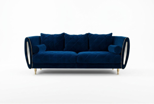 Design Blue 3 Seater Relax Sofas Sofa Textile Upholstery Couch Fabric Couches