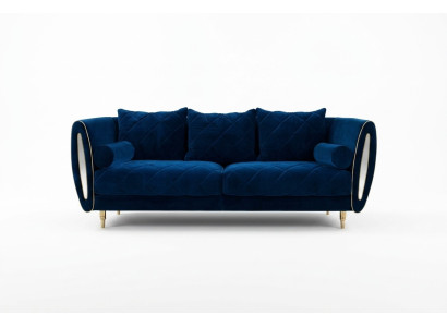 Design Blue 3 Seater Relax Sofas Sofa Textile Upholstery Couch Fabric Couches