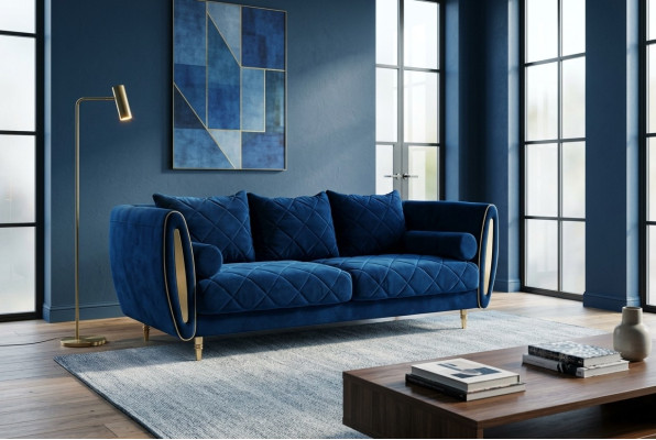 Design Blue 2-Seater Relax Sofas Sofa Textile Upholstery Couch Fabric Couches