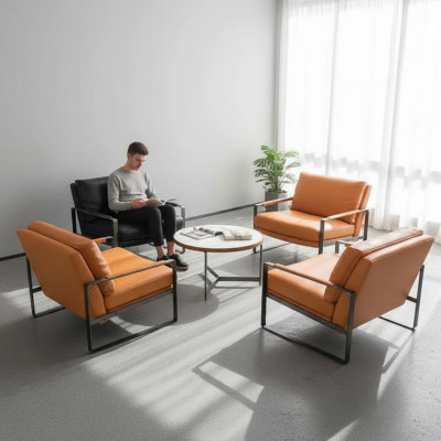 Chair Upholstery Seat Modern Design Leather Armchair Lounge Luxury Living Room
