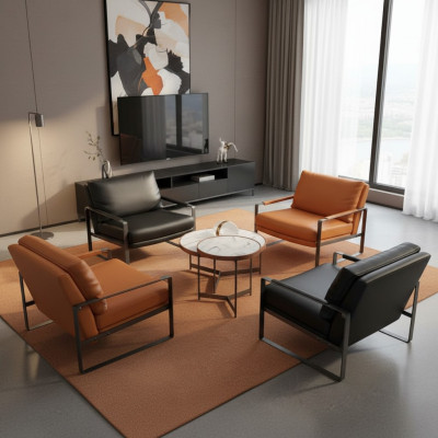 Chair Upholstery Seat Modern Design Leather Armchair Lounge Luxury Living Room