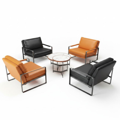 Chair Upholstery Seat Modern Design Leather Armchair Lounge Luxury Living Room