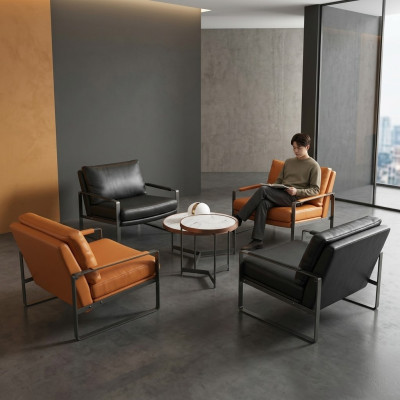 Stylish 4x Chair Upholstery Seat Modern Design Leather Chair Lounge Luxury