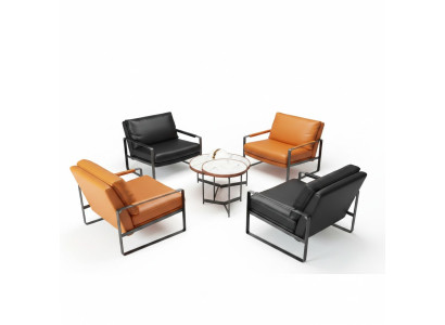 Stylish 4x Chair Upholstery Seat Modern Design Leather Chair Lounge Luxury