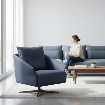 Chair seat living room blue modern design luxury seating furniture relax club new