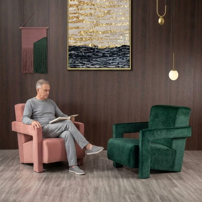Modern armchair TV couch 1-seater sofa textile fabric couches 2x armchairs