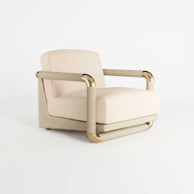Stylish armchair beige armchair TV couch 1-seater sofa textile fabric