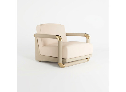 Stylish armchair beige armchair TV couch 1-seater sofa textile fabric