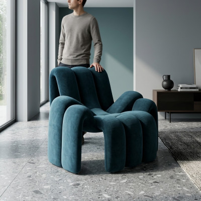 Stylish Green Armchairs, 1-Seater Modern Luxurious Textile Armchair New