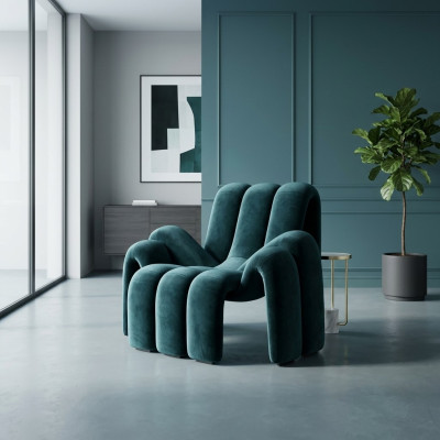 Stylish Green Armchairs, 1-Seater Modern Luxurious Textile Armchair New