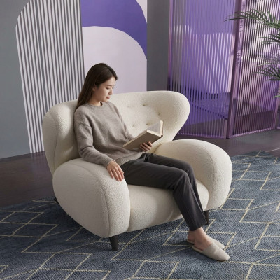 Stylish modern armchair white armchair TV couch 1 seater sofa textile