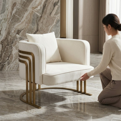 High-quality textile chair stylish white armchair modern armchair TV couch