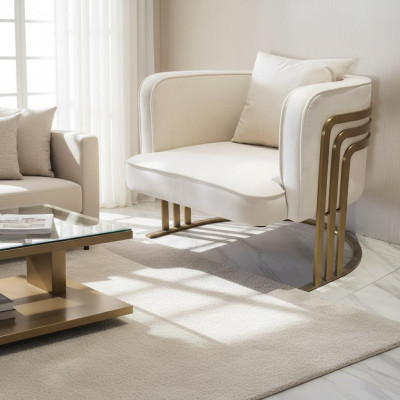 High-quality textile chair stylish white armchair modern armchair TV couch