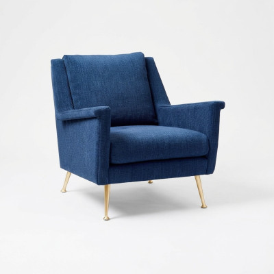 Design Luxury Blue Chair Armchair Sofa 1 Seater TV Sofa Fabric Textile