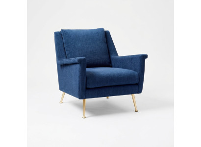 Design Luxury Blue Chair Armchair Sofa 1 Seater TV Sofa Fabric Textile