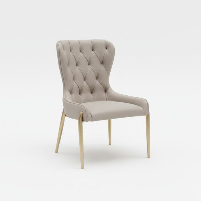 Beige Chesterfield Single Seater Metal Chair Luxury Dining Chairs Modern Chair