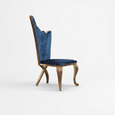 Stylish Armchair Chair Blue Seat Cushion Design Metal Textile Modern Style