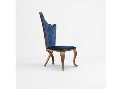 Stylish Armchair Chair Blue Seat Cushion Design Metal Textile Modern Style