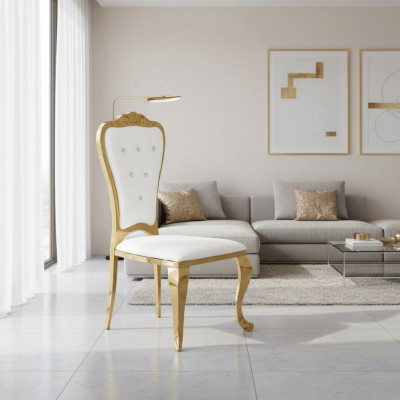 Modern Style Stylish Armchair Chair White Seat Upholstery Design Metal Textile