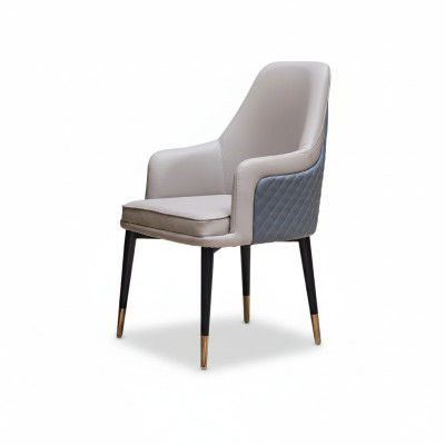 Dining room chairs, living room luxurious gray chair with wooden legs, modern new.