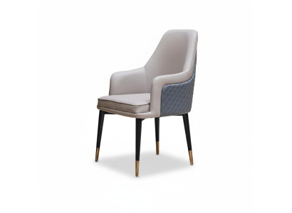 Dining room chairs, living room luxurious gray chair with wooden legs, modern new.