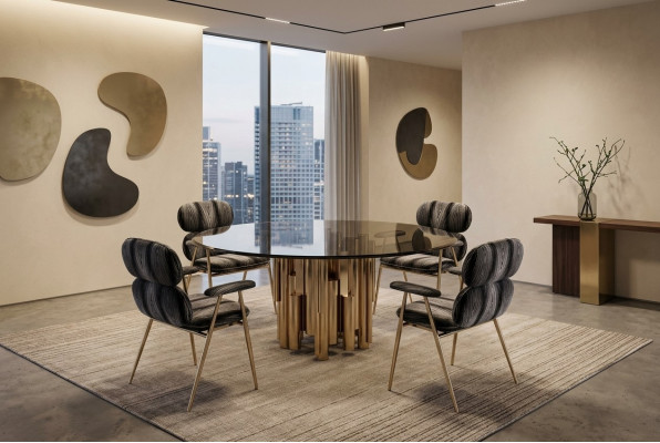 Designer table gold dining table round glass round tables modern luxurious
