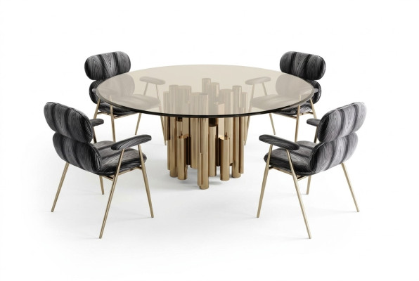 Designer table gold dining table round glass round tables modern luxurious