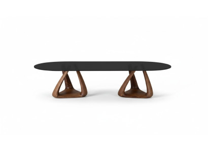 Designer black dining table luxury dining furniture wood top oval