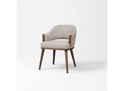 Beige upholstered chair with wooden frame kitchen chair armchair with armrests chair