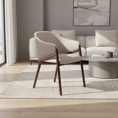 Designer taupe dining room chair wooden frame luxury upholstered single seat chairs