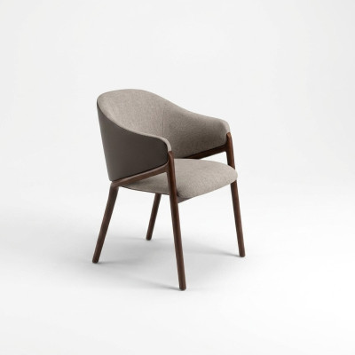 Designer taupe dining room chair wooden frame luxury upholstered single seat chairs