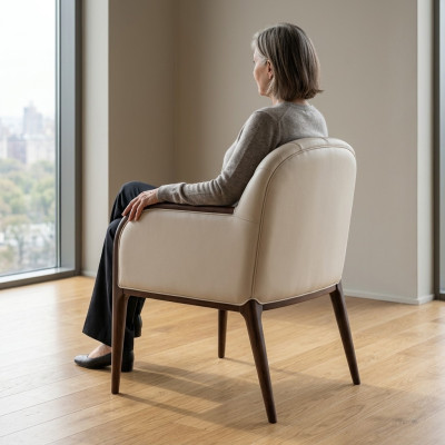 Designer white armchair luxury wood chair upholstered furniture chairs chair